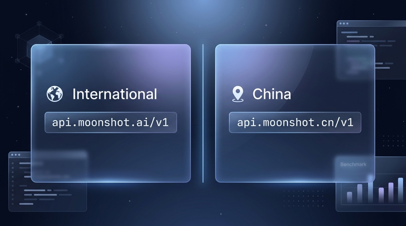 Comparison of the international api.moonshot.ai and China api.moonshot.cn base URLs