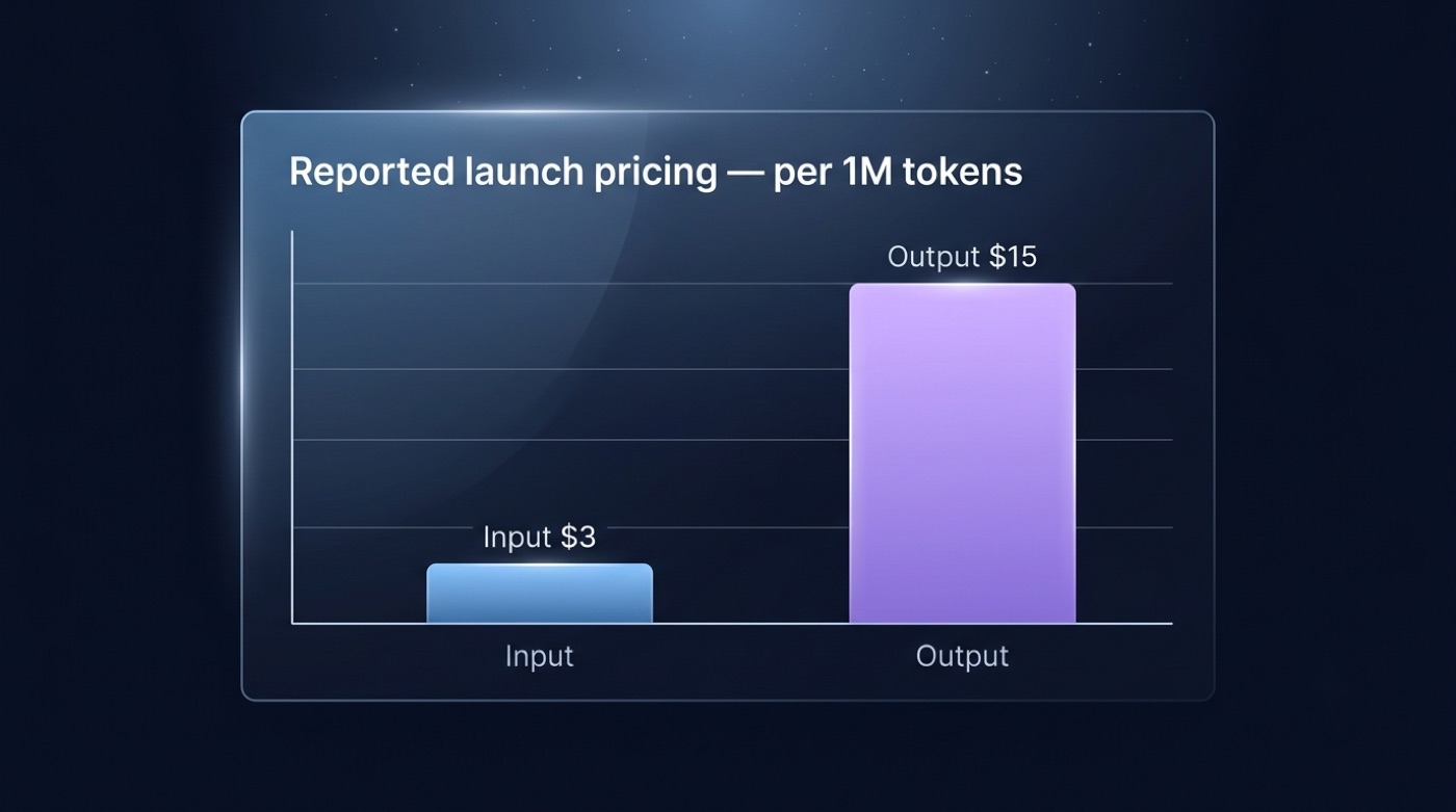 Bar chart comparing reported Kimi K3 input pricing versus higher output pricing per million tokens