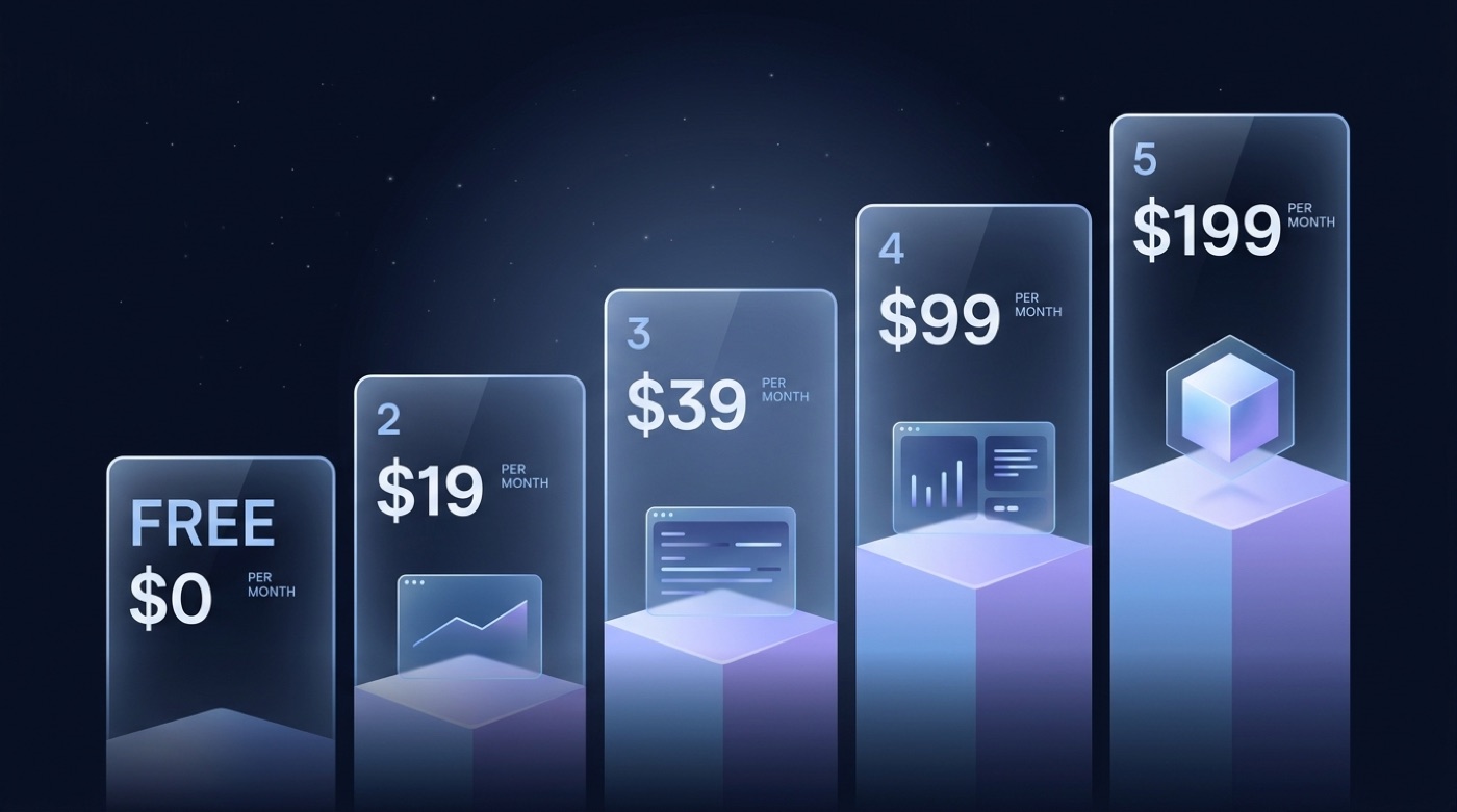 Ascending Kimi membership tiers from Free $0 up to $199 per month