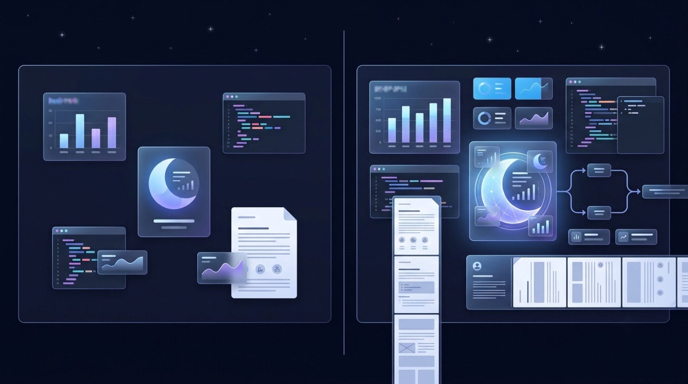Split-screen comparison of two model panels, the right one larger and more detailed than the left